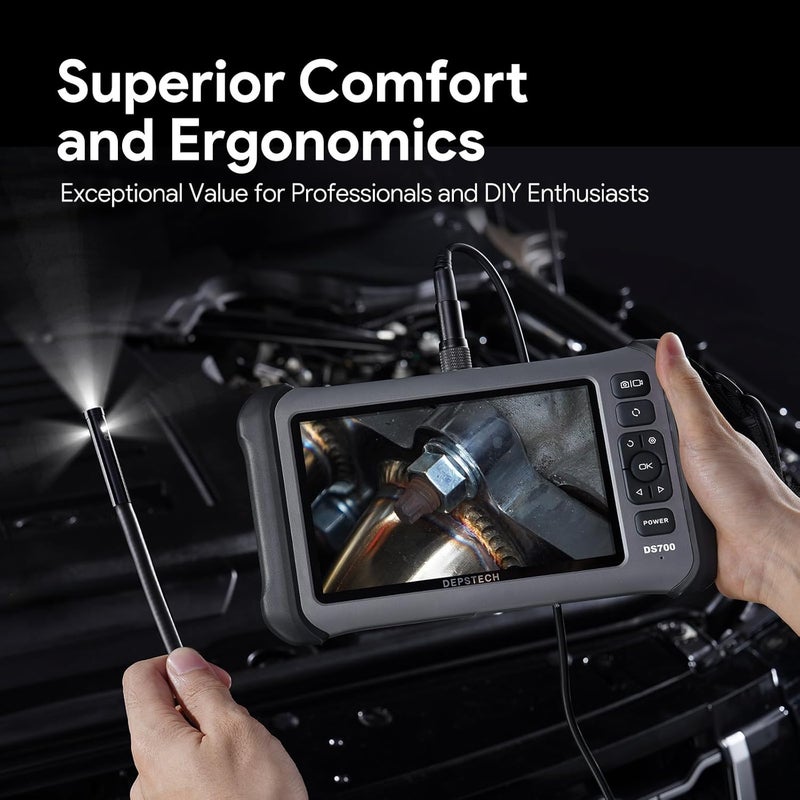 DEPSTECH 7'' IPS Endoscope Camera with Lights, 1080P Triple-Lens Digital Borescope Tool, Inspection Camera with Split Screen, Sound Recording, 16.5ft IP67 Waterproof Snake Cable, 180° Rotation View - Image 4